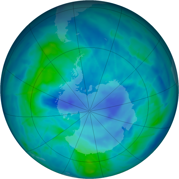 Antarctic ozone map for 21 March 2009